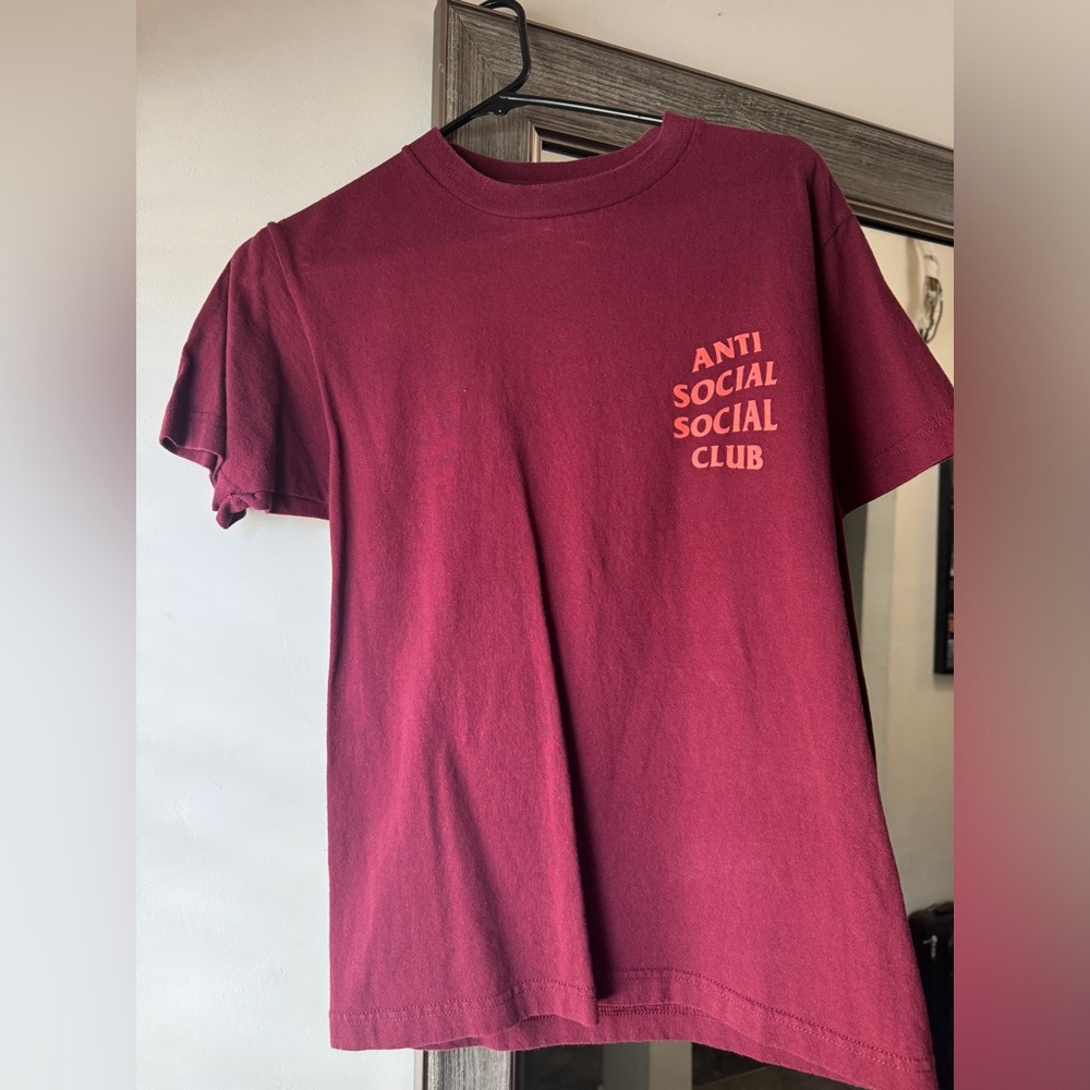 Anti Social Social Club Case Study Maroon Graphic Tee Men's Size S